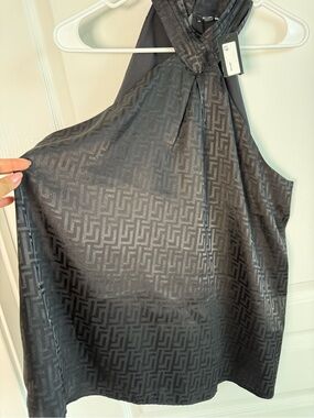 Express Black Halter Top with Subtle Jacquard (006)